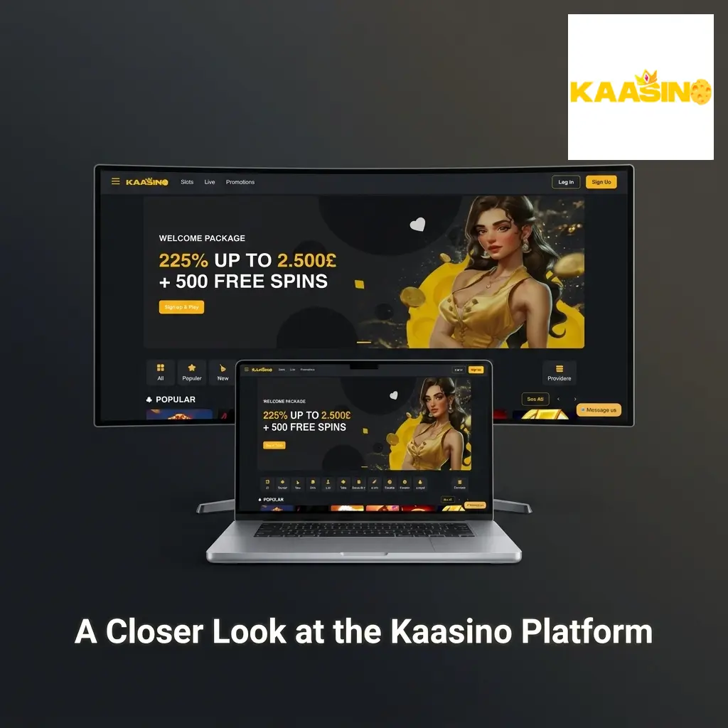 Kaasino platform interface showing sports betting and casino gaming options with secure SSL encryption for UK players