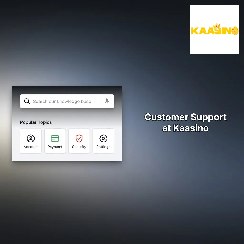 Kaasino customer support options including 24/7 live chat, email, and FAQ centre for UK players