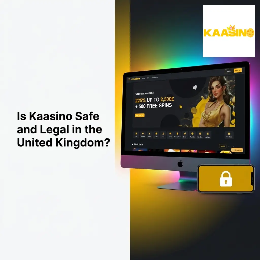 Kaasino UK gambling site displaying UKGC licence badge, SSL security and GamStop integration symbols