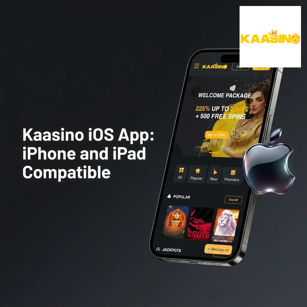 Kaasino iOS app displayed on iPhone and iPad screens showing casino games and live betting interface