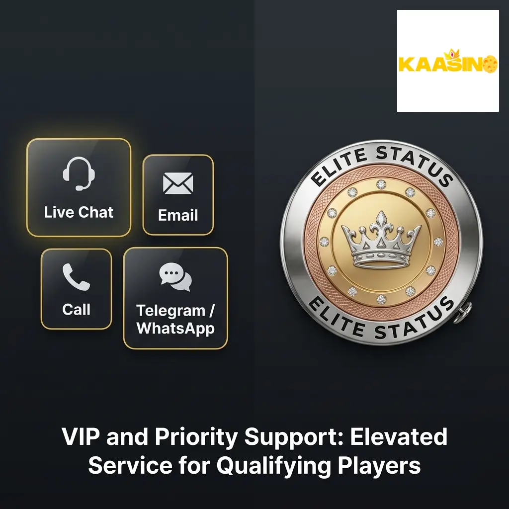 Kaasino VIP and priority support service showing dedicated account manager access and faster response options for qualifying players