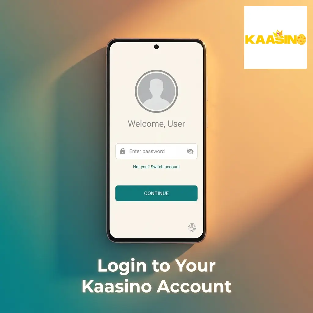 Kaasino account login page showing step-by-step sign-in process including credentials entry and two-factor authentication