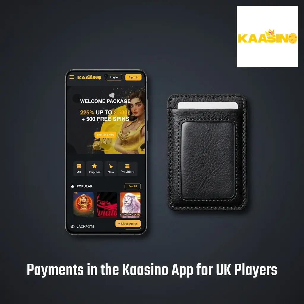 Kaasino app payment methods for UK players including Visa, Mastercard, Skrill, Neteller, Apple Pay, and Trustly